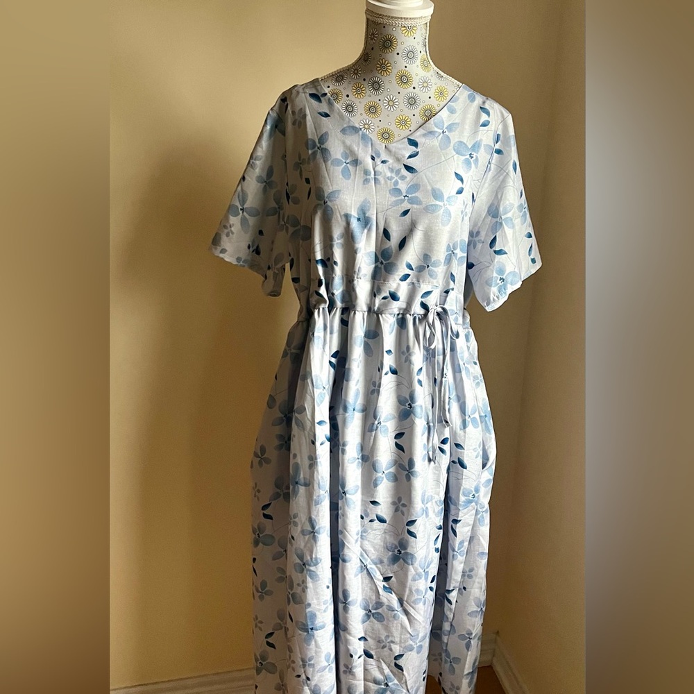 Light Blue Floral Women's Dresses - Picture 5 of 8